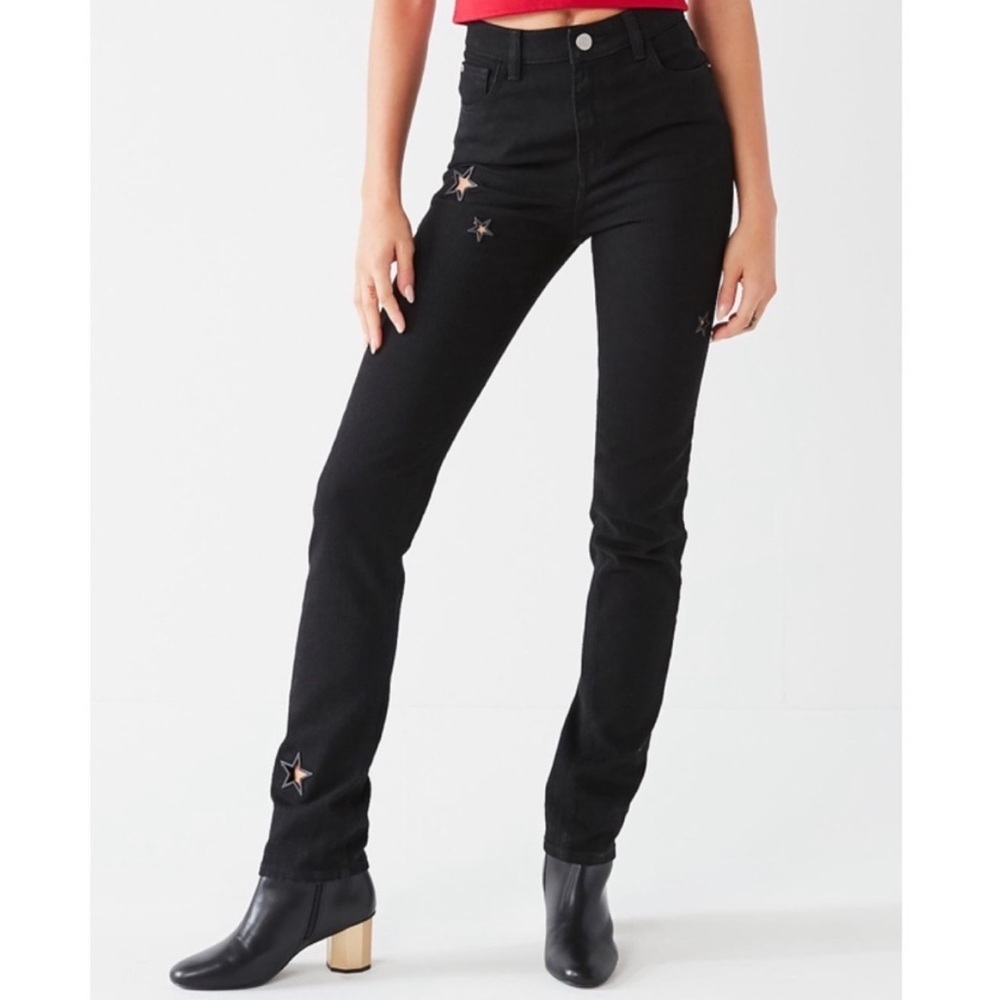 Girlfriend High Rise Longline Grommet Star Jeans